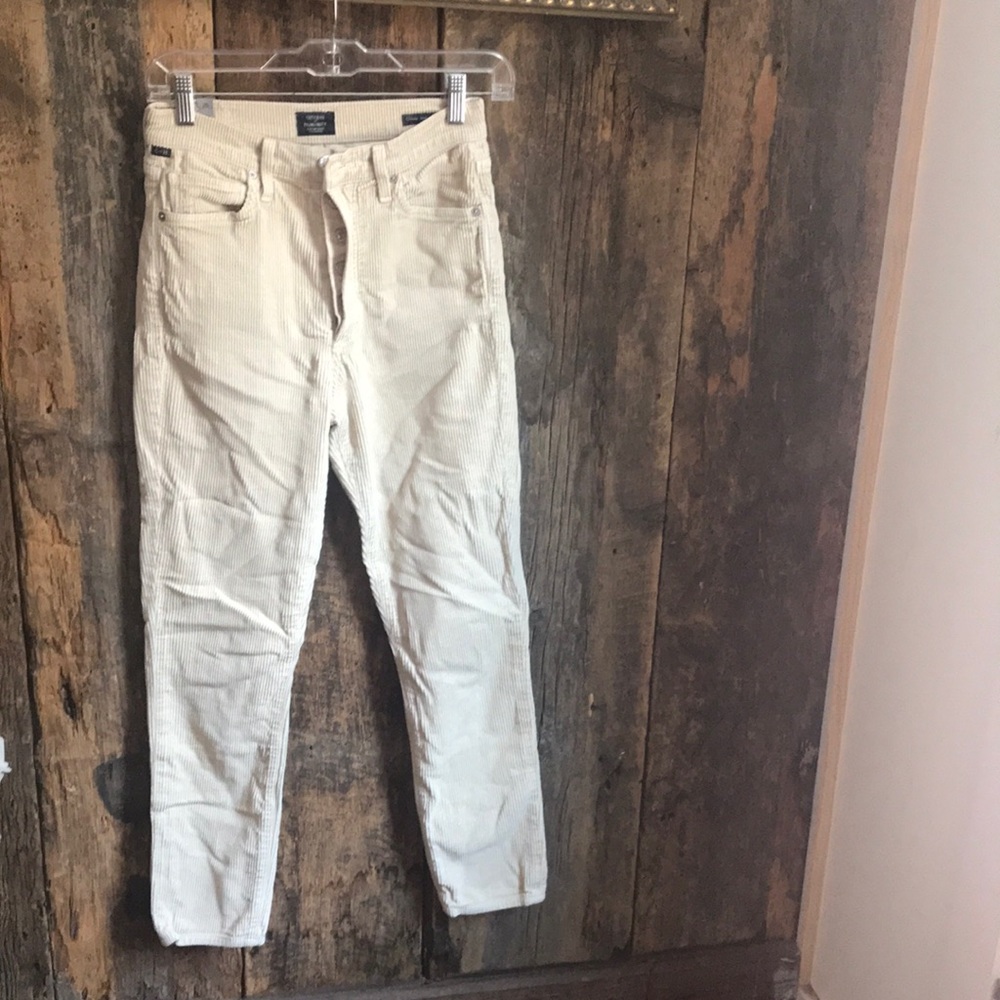 Citizens of Humanity Cream Corduroy High Rise Skinny Olivia.